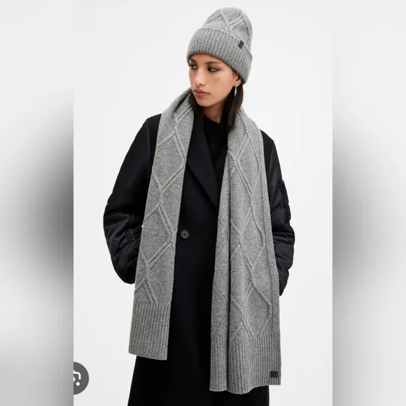 ALLSAINTS Wool Blended Cable Beanie & Scarf Gift Box - Picture 9 of 9